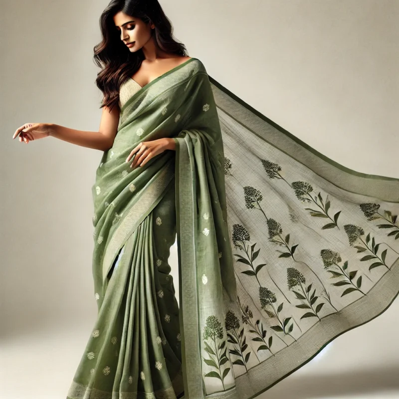 Graceful Green Cotton Saree