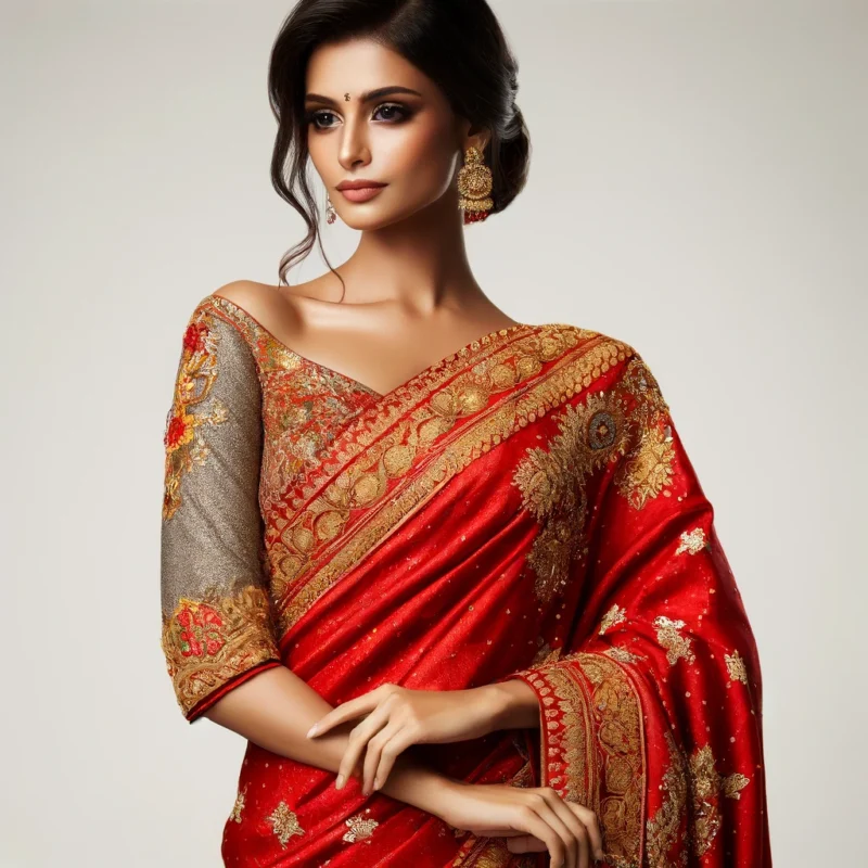 Graceful Rich Red Cotton Saree
